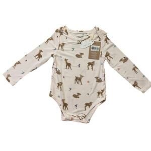 NWT Angel Dear Bamboo Soft Deer Long Sleeve Bodysuit Onesie Size 18-24 Months